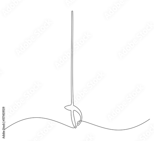 Anggar sword continuous line. Continuous one line drawing anggar sword. Sport, fight  concept. Single line drawing