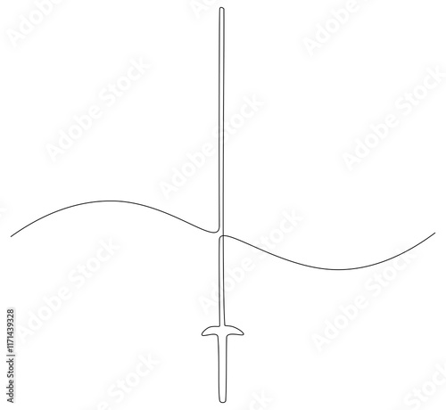 Anggar sword continuous line. Continuous one line drawing anggar sword. Sport, fight  concept. Single line drawing
