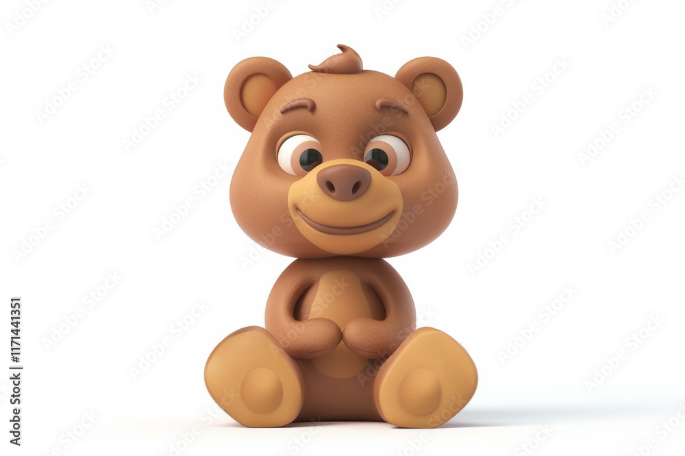 Cute cartoon teddy bear sitting on white background Cute cartoon teddy bear sitting on white background