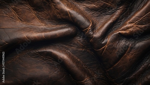 Luxurious Brown Leather Texture with Natural Folds