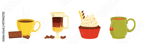 Tea and Coffee Brewing and Preparation Vector Set