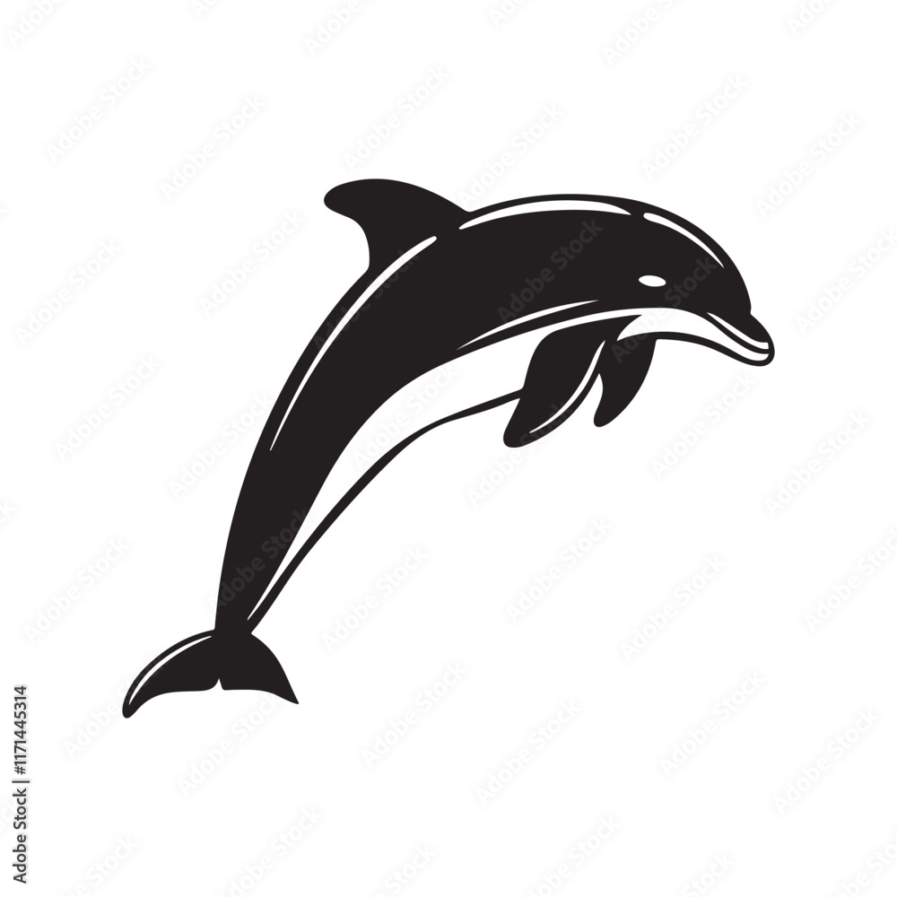 Fototapeta premium Dolphin. Vector silhouette on a white background.