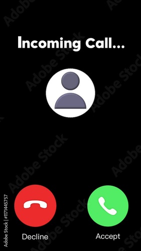 illustration of a cellphone screen when there is an incoming telephone call with the option of accepting or rejecting the call