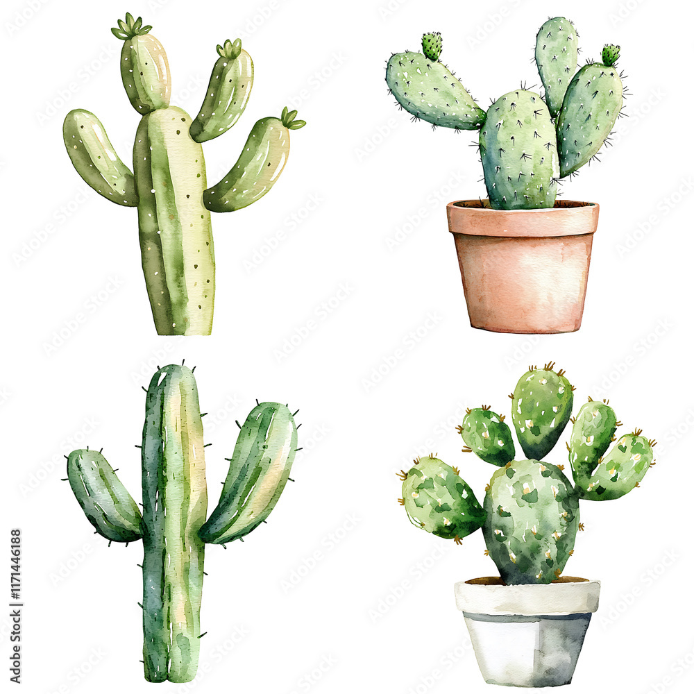 Fototapeta premium Cacti collection home decor botanical art indoor environment aesthetic viewpoint nature concept
