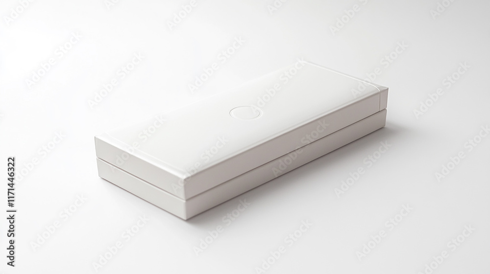 A White Rectangular Box With A Small Circular Indentation A White Rectangular Box With A Small Circular Indentation
