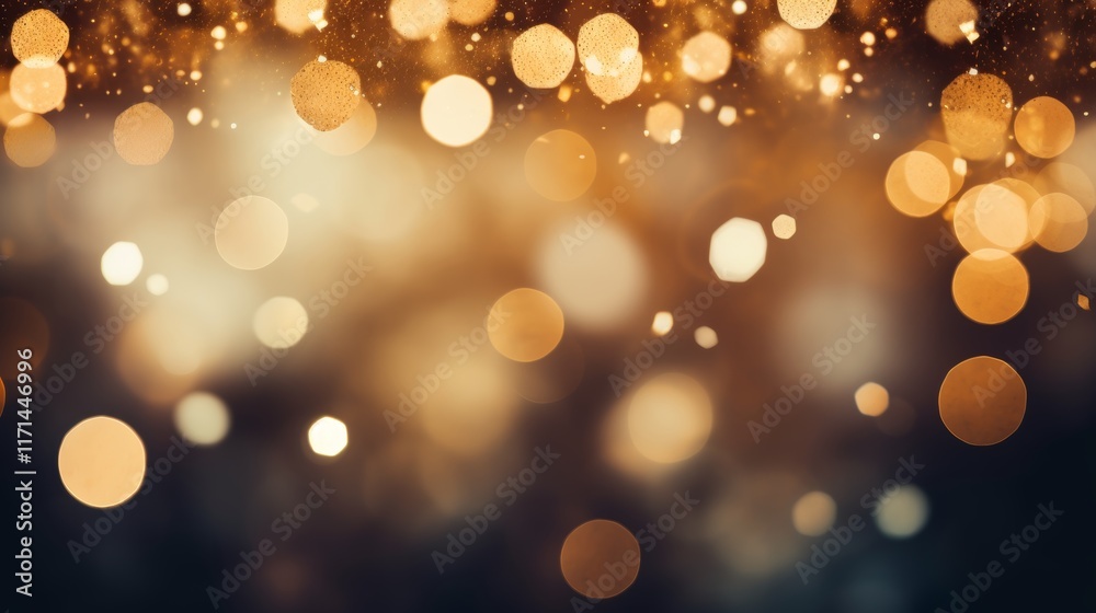 Fototapeta premium Vibrant light flares on dark backdrop colorful gold and silver effects for a festive atmosphere