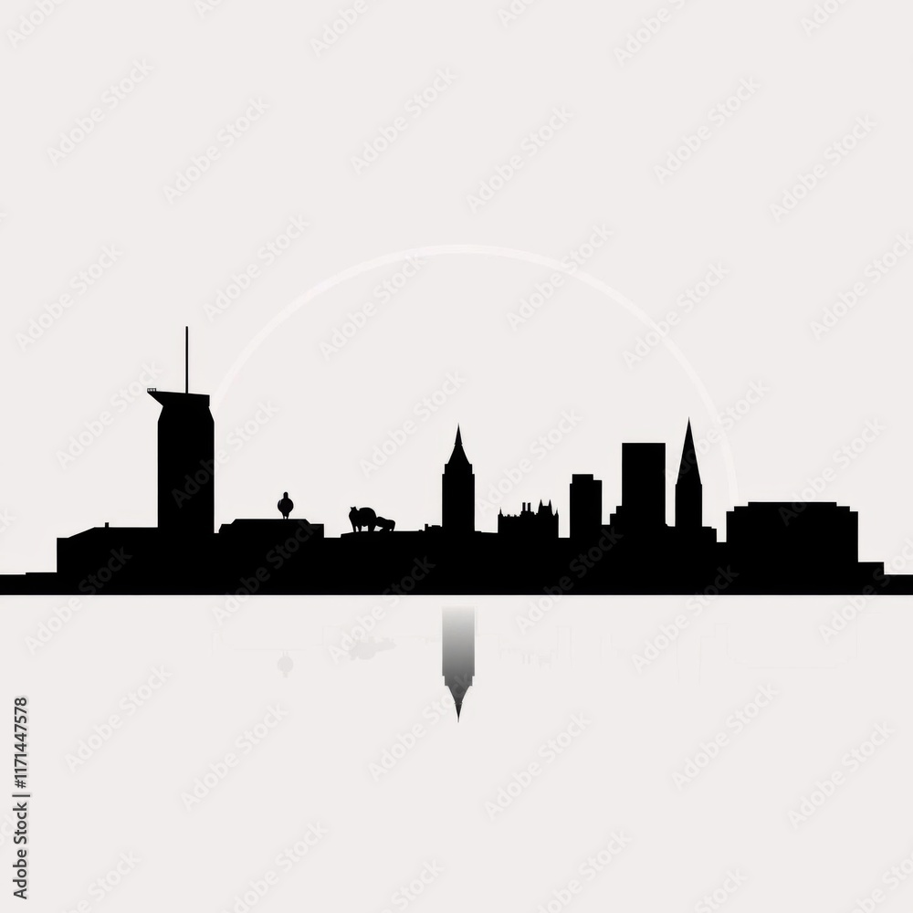 Naklejka premium A black and white silhouette of the new york city skyline skyline silhouette 