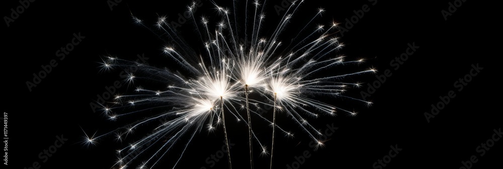 Fototapeta premium Sleek minimalist fireworks display against a dark background for a contemporary aesthetic