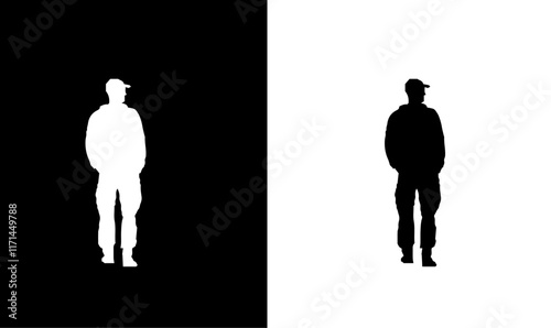 man standing silhouette black, art, design, illustration, vector, black, man, boy, fashion, silhouette,