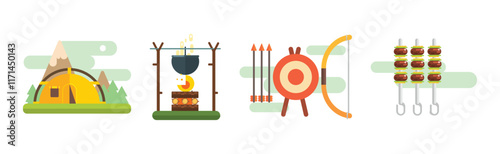 Camping Icon and Object for Outdoor Expedition Vector Set