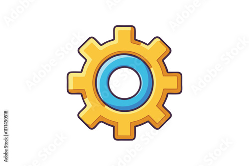 Playful and modern cogwheel illustration for mechanical themes, automation, settings, and engineering in a clear and minimal composition
