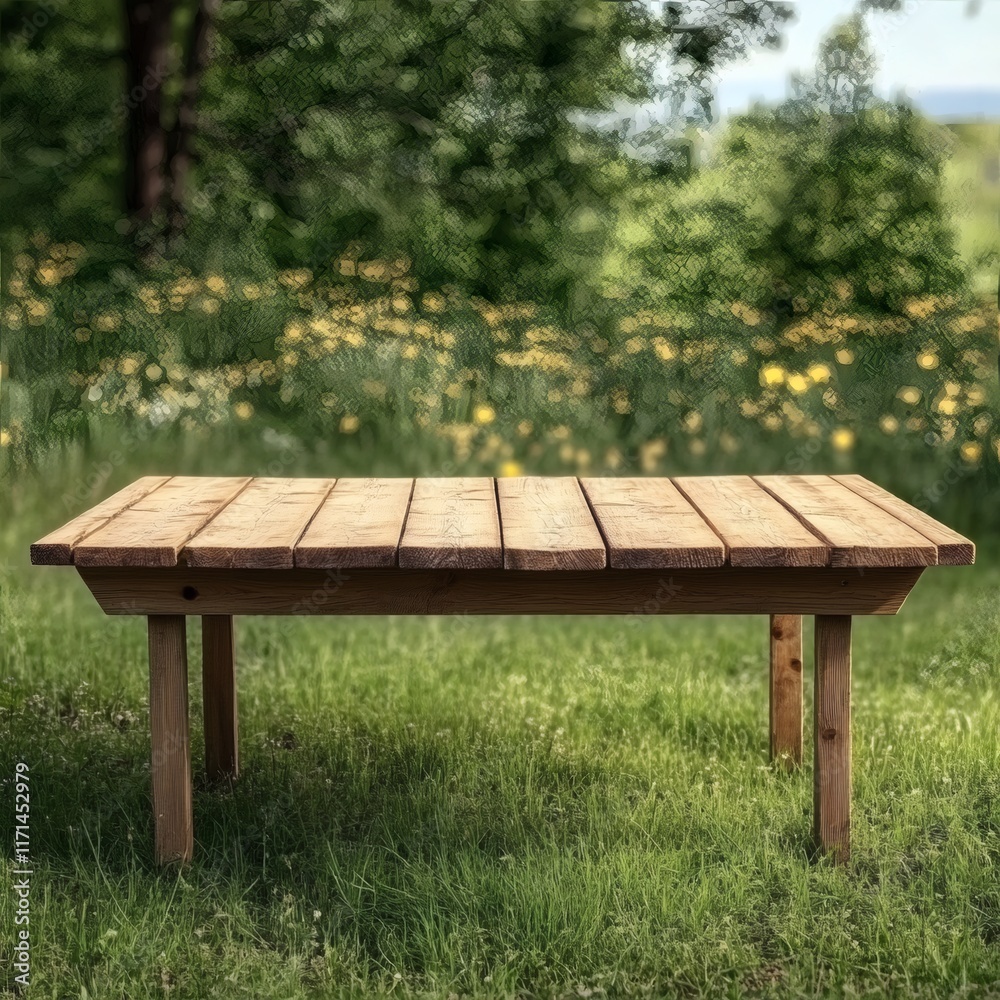 empty wooden table on Spring summer natural background empty wooden table on Spring summer natural background
