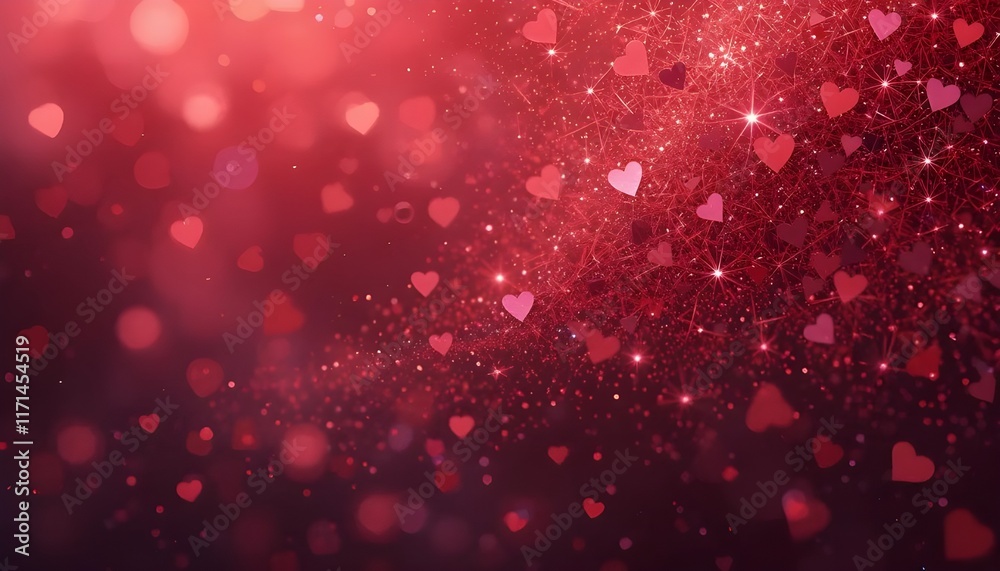 A background suitable for Valentine's Day, featuring an abstract design of red glitter and star patterns. A background suitable for Valentine's Day, featuring an abstract design of red glitter and star patterns.
