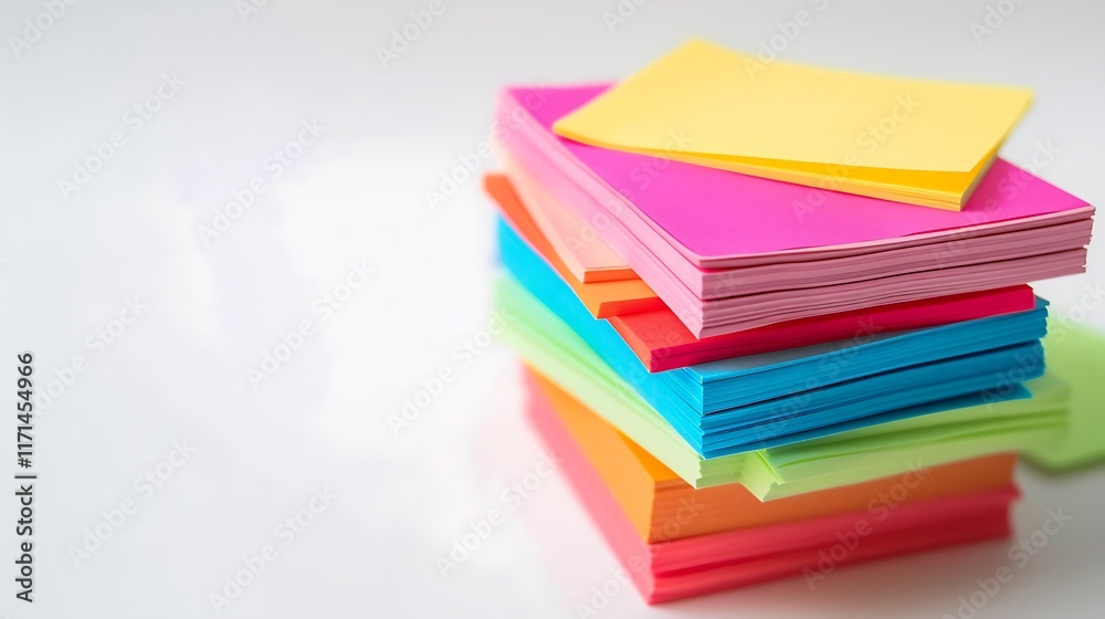 A stack of colorful sticky notes, isolated against a white background. A stack of colorful sticky notes, isolated against a white background.