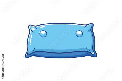 Vector design of a blue cushion pillow with playful and vibrant colors isolated on white, ideal for home decor or relaxation topics