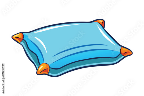 Bright and colorful graphic of a cozy pillow icon in blue shades on a clean white background for sleep or comfort related projects