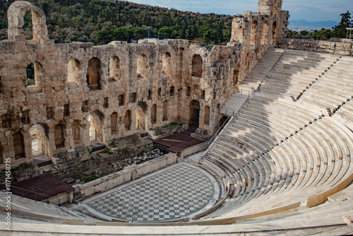 historical Odeon of Herod, amphitheater, in the Acropolis of Athens, Greece