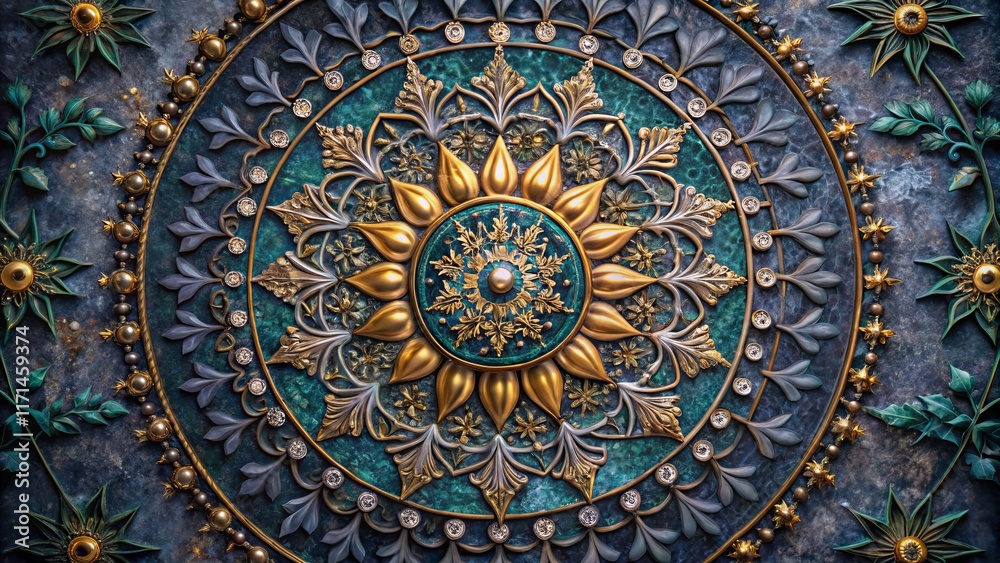 Opulent Mandala Gold, Teal, and Floral Intricacy Opulent Mandala Gold, Teal, and Floral Intricacy
