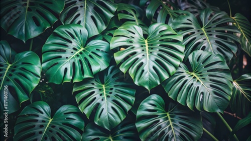 Wallpaper Mural Lush Tropical Monstera Leaves Close-Up Texture and Composition Torontodigital.ca