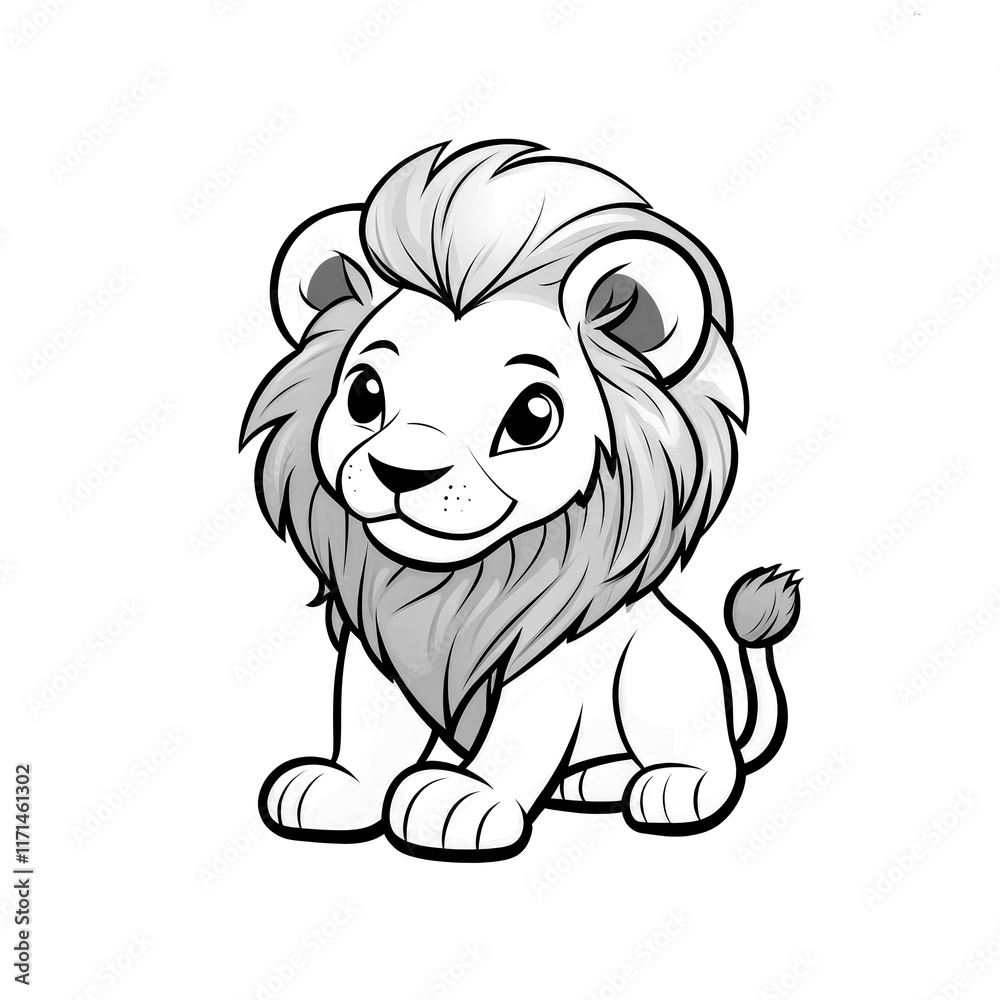 Obraz premium Adorable Lion Cub: A Monochrome Masterpiece