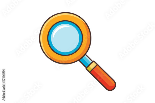 Stylish and colorful magnifying glass graphic, symbolizing search, research, and discovery, perfect for digital and educational projects