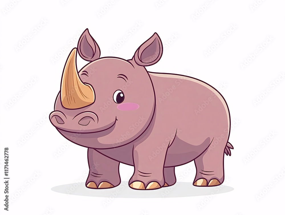 Adorable cartoon rhinoceros illustration. Adorable cartoon rhinoceros illustration.