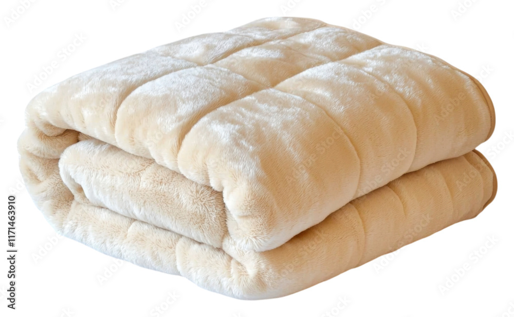 PNG A soft, folded blanket with a plush texture, featuring a light color and quilted design. PNG A soft, folded blanket with a plush texture, featuring a light color and quilted design.
