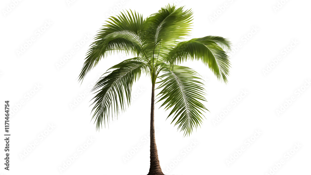 Obraz premium Tropical Palm Tree Perfectly Isolated on White Background for Creative Tropical Decor