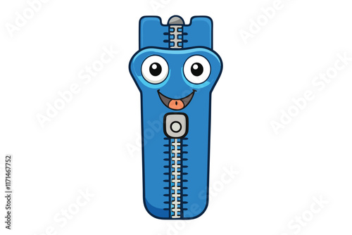 Illustrated zipper designs in vibrant cartoon style with unique shapes and cheerful expressions, ideal for fashion and textile concepts