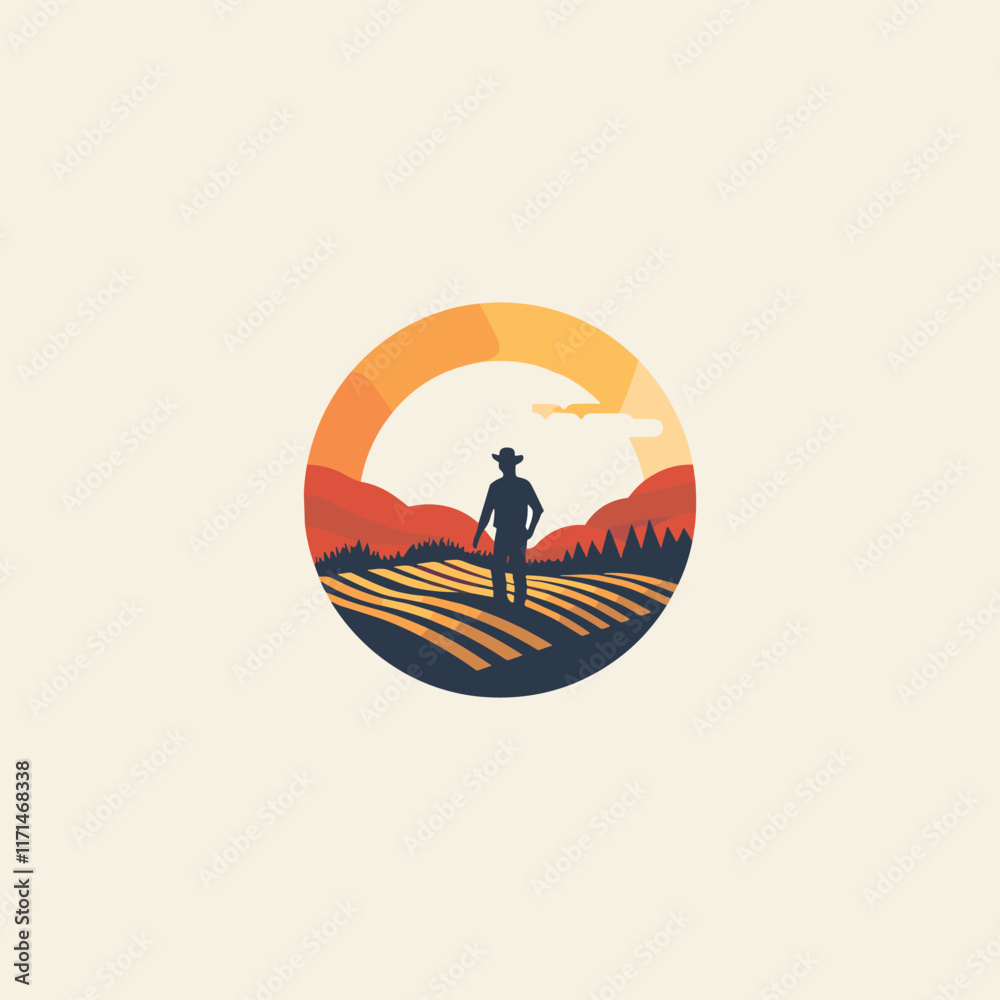 Elegant Logo Concept of a Farm Vector Illustration Elegant Logo Concept of a Farm Vector Illustration