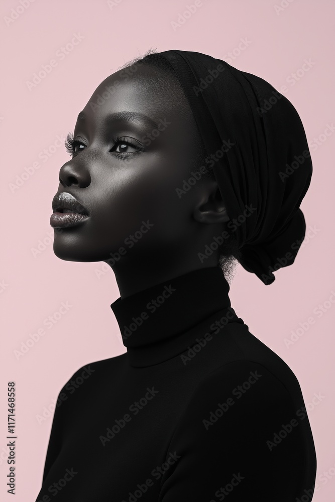 The elegant profile of a woman exudes beauty and sophistication. The elegant profile of a woman exudes beauty and sophistication.