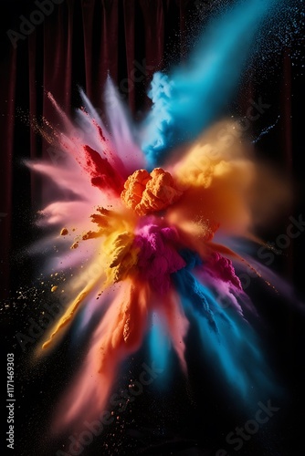 Stock photo of colored powder explosion