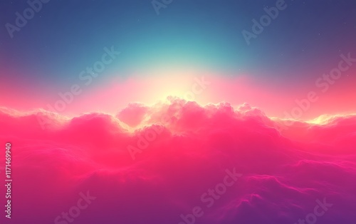 Wallpaper Mural Vibrant pink and blue sunset above cloudscape. Torontodigital.ca