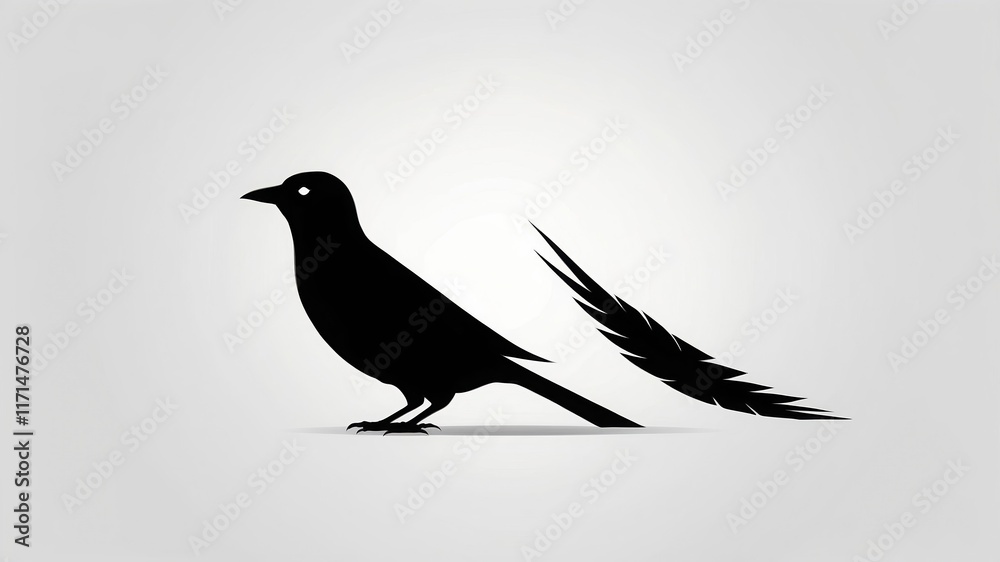 Obraz premium Minimalistic Bird Silhouette Symbolizing Freedom