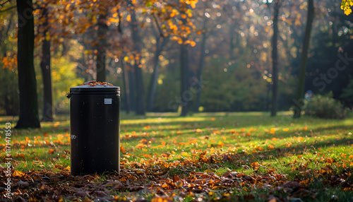 resycle basket in the park and backgroind nature photo