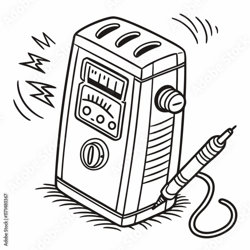 edc machine. in hand drawn doodle style. Sketch. Isolated on a white background. Vector illustration