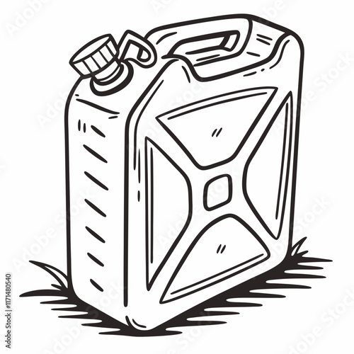 jerry can. in hand drawn doodle style. Sketch. Isolated on a white background. Vector illustration