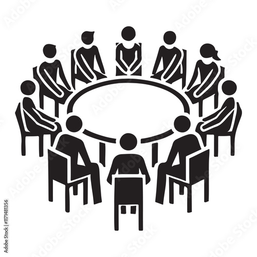 Round Table Meeting Vector Illustration for Teamwork and Collaboration