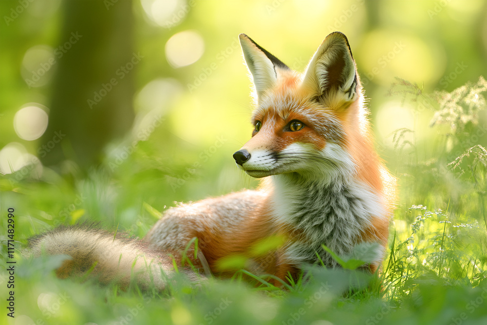 Close up of a red fox in the grass Close up of a red fox in the grass