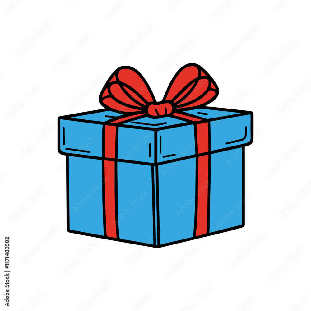 Fototapeta premium Blue present box isolated on a white or transparent background, vector illustration