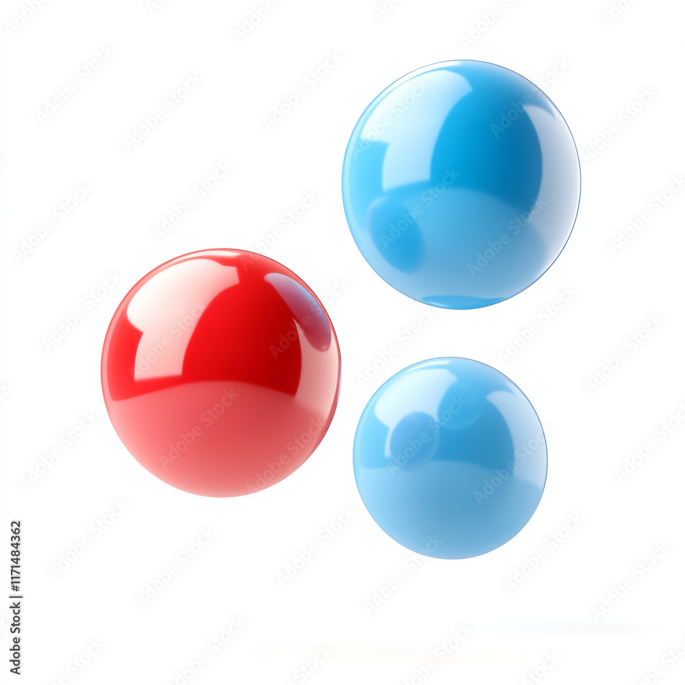 Colorful spheres in red and blue on a white isolate background, perfect for design projects and creative use. Colorful spheres in red and blue on a white isolate background, perfect for design projects and creative use.
