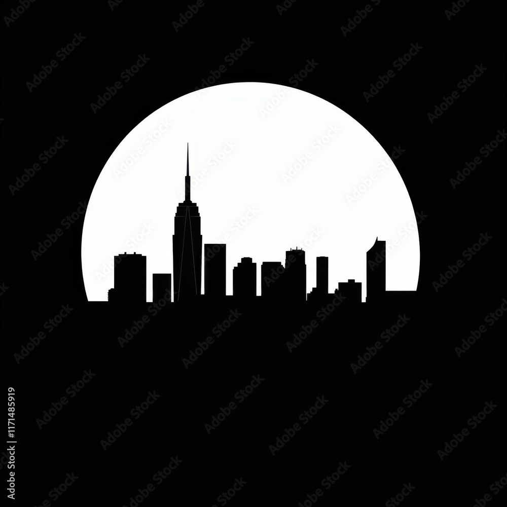 Naklejka premium Dark cityscape background black buildings with smoke 3d rendering illustration skyline silhouette 