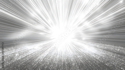 Abstract grayscale light burst explosion background.