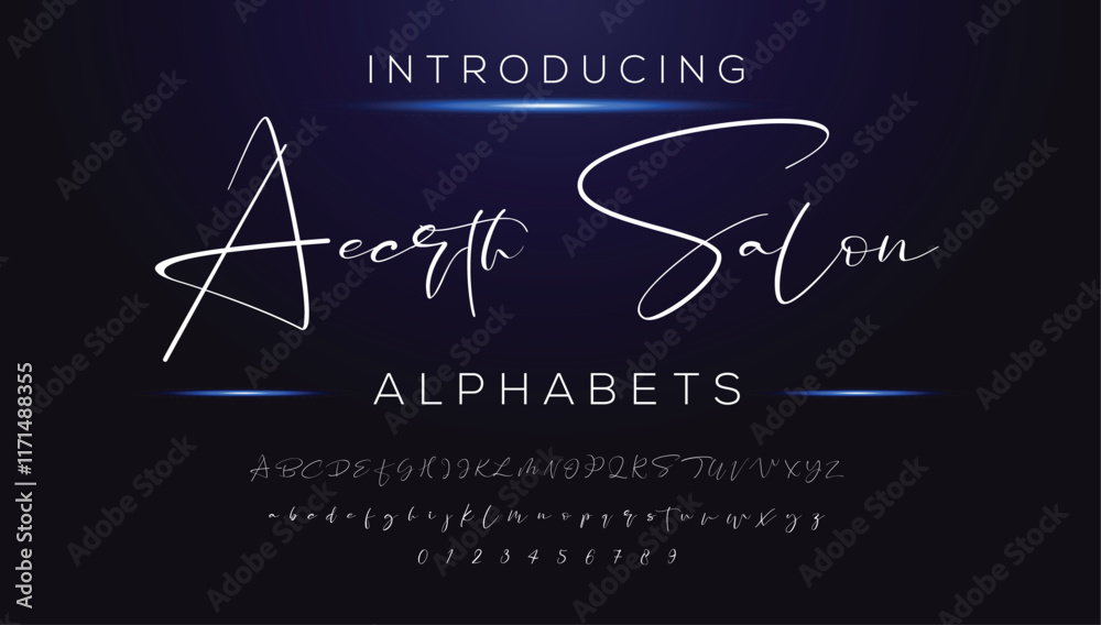 Fototapeta premium Classic typography serif font. Uppercase, lowercase, ligatures, ampersand, alternate, and number. Vector illustration word. Lettering Minimal Fashion Designs Romance Elegant.