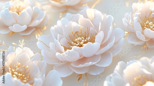 Elegant white and gold peonies.
