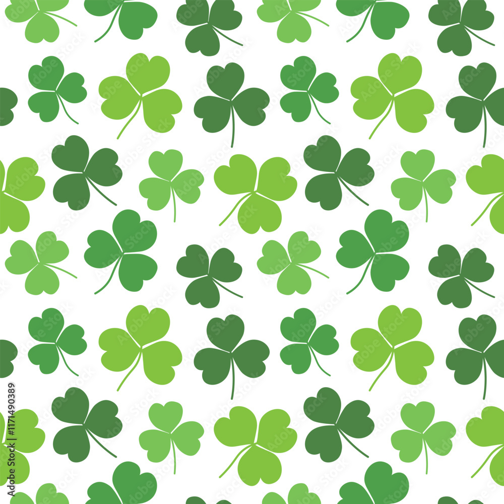 seamless pattern with clover leaves, St Patricks Day background, great for wrapping, textile, wallpaper, greeting card- vector illustration seamless pattern with clover leaves, St Patricks Day background, great for wrapping, textile, wallpaper, greeting card- vector illustration