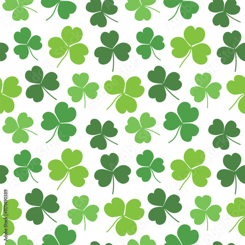 seamless pattern with clover leaves, St Patricks Day background, great for wrapping, textile, wallpaper, greeting card- vector illustration