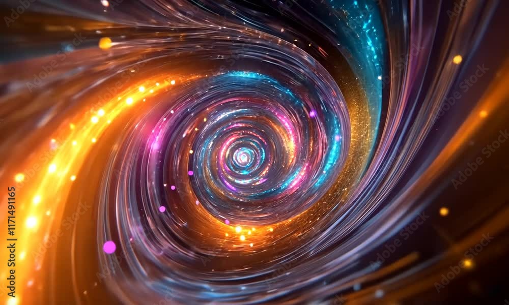 Colorful spiral galaxy tunnel, bokeh background, digital art, website banner