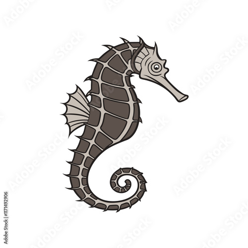 Threatened female lined seahorse hippocampus erectus vector illustration