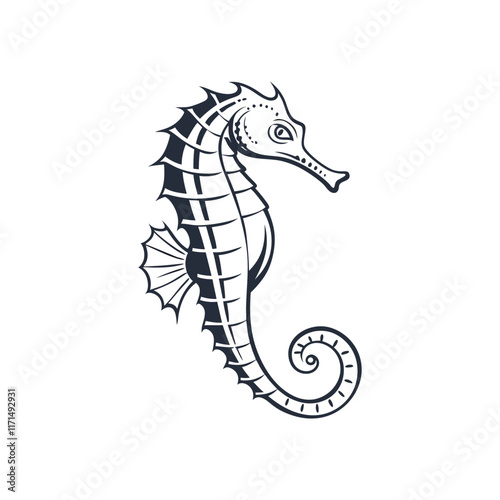 Threatened female lined seahorse hippocampus erectus vector illustration